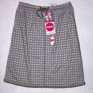 Vintage NWT Gymboree lg size 5 green white purple daisy print drawstring skirt